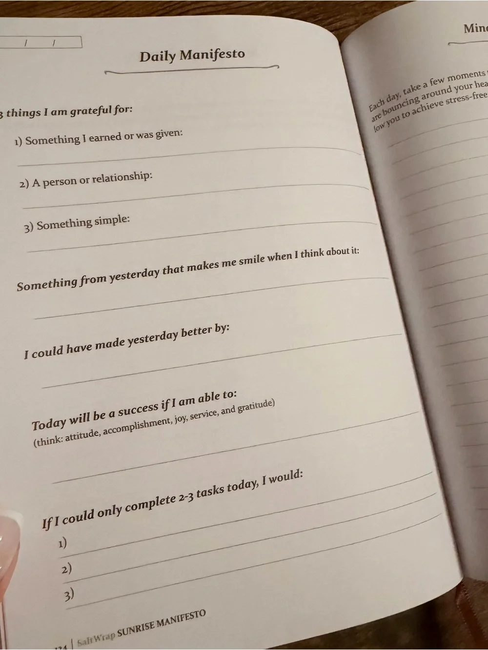 SaltWrap Sunrise Manifesto: Daily Morning Guided Journal for Gratitude New
